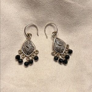 Intricate Silver and Black Drop Earrings